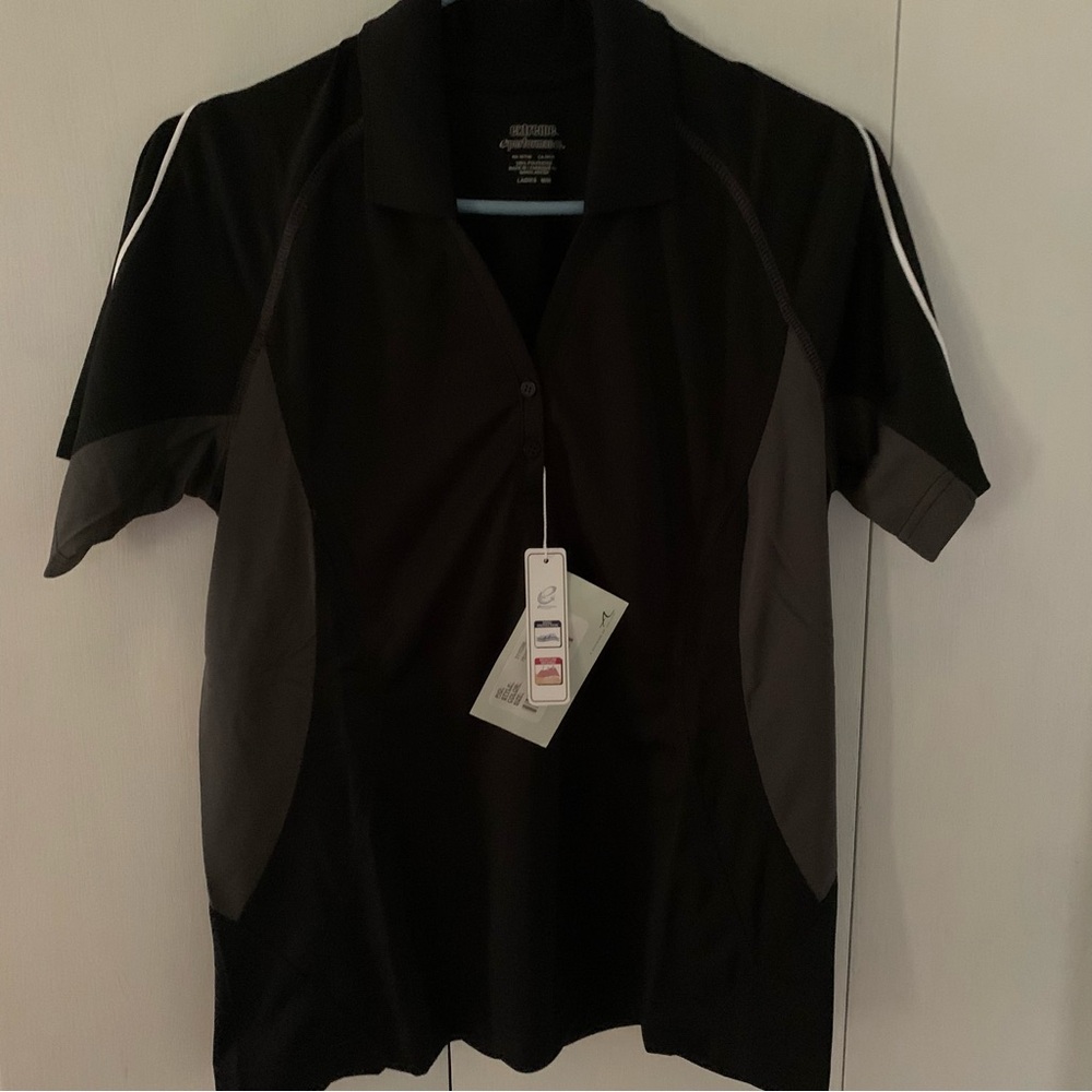 Elegant Women's Black and Gray Polo Shirt